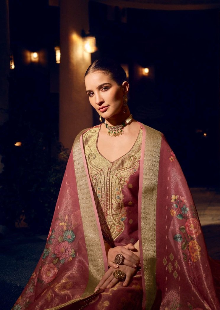 Exclusive Handworked Banarasi Simar Jacquard Silk Set