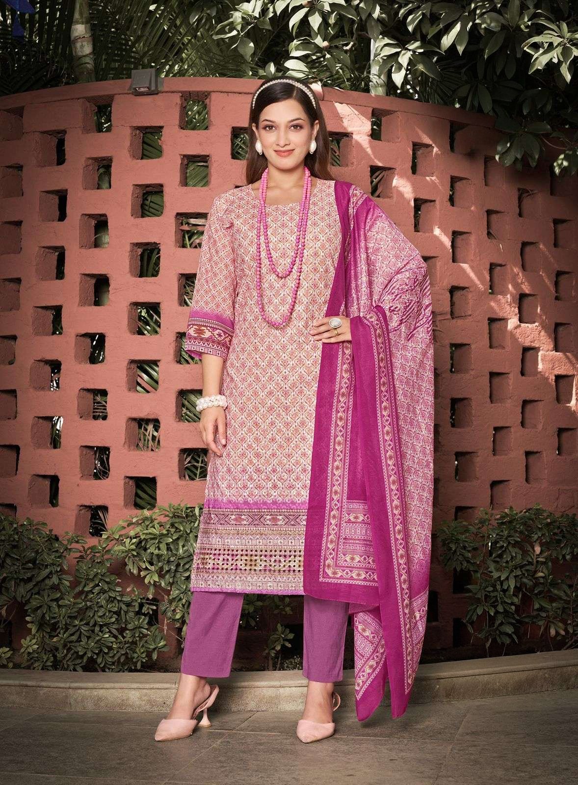 Sikvans Embroidery Work Digital Print Suit with Lykra Pant and Fancy Dupatta