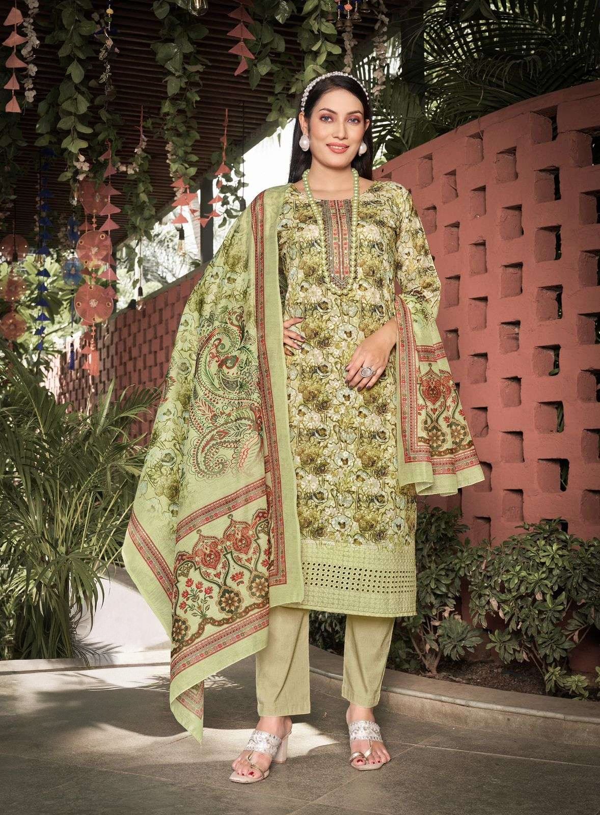 Sikvans Embroidery Work Digital Print Suit with Lykra Pant and Fancy Dupatta