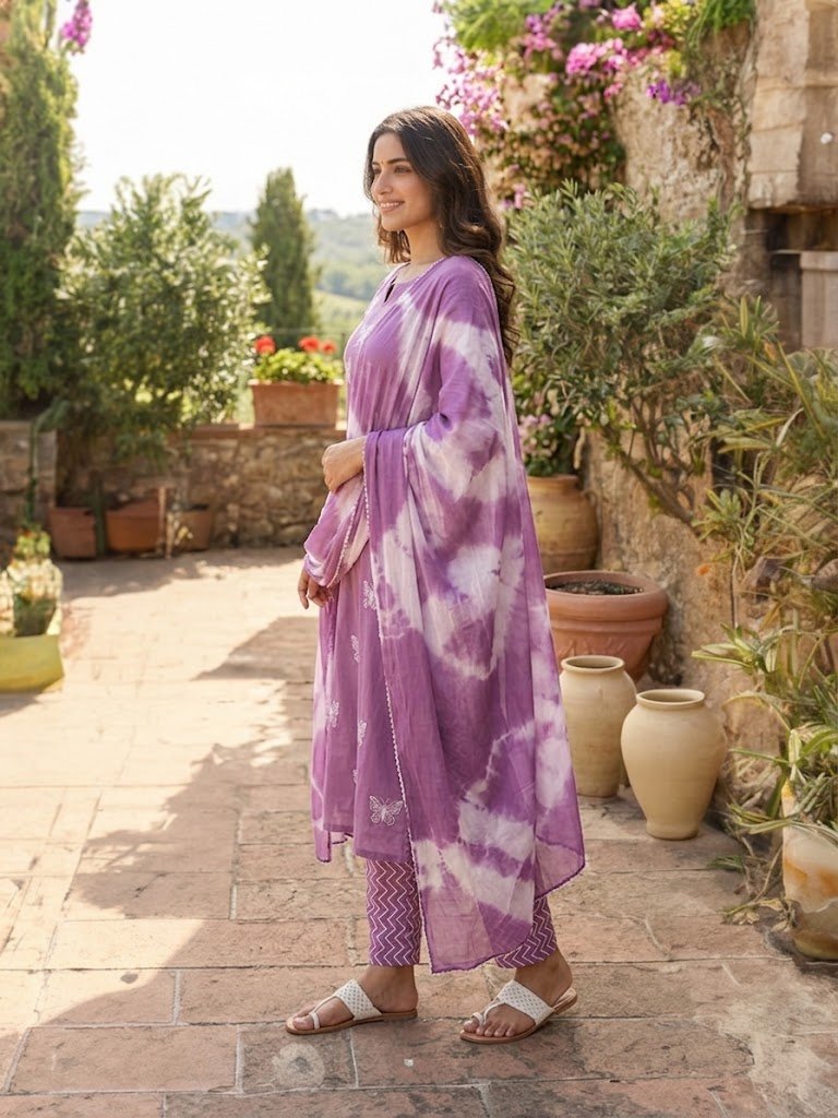 Rayon Printed Kurti Set with Nazneen Dupatta136