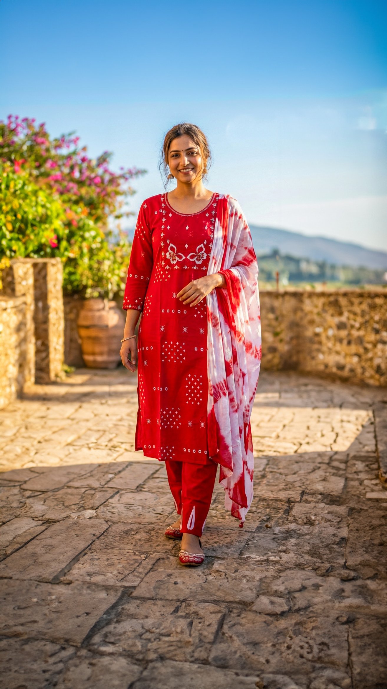Rayon Printed Kurti Set with Nazneen Dupatta136