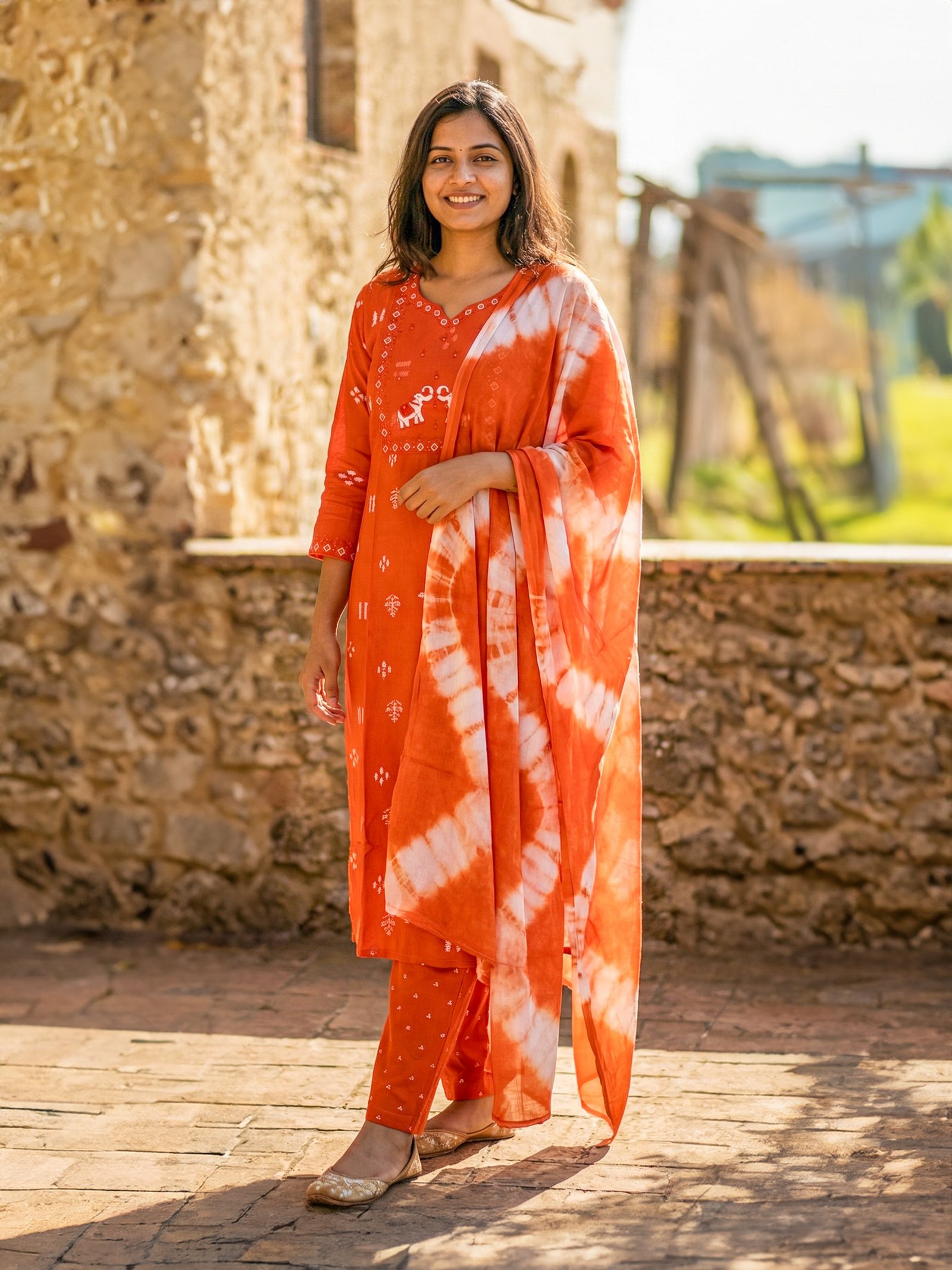 Rayon Printed Kurti Set with Nazneen Dupatta136